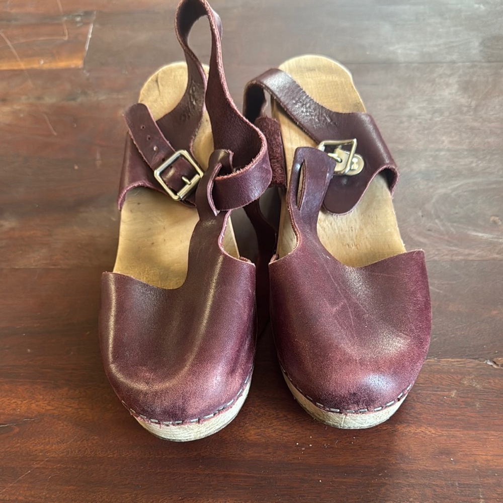 Lotta From Stockholm Brown Leather Clogs with Wooden Sole